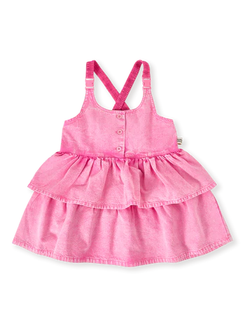 GOLDIE & ACE SASKIA DENIM FRILL PINAFORE DRESS