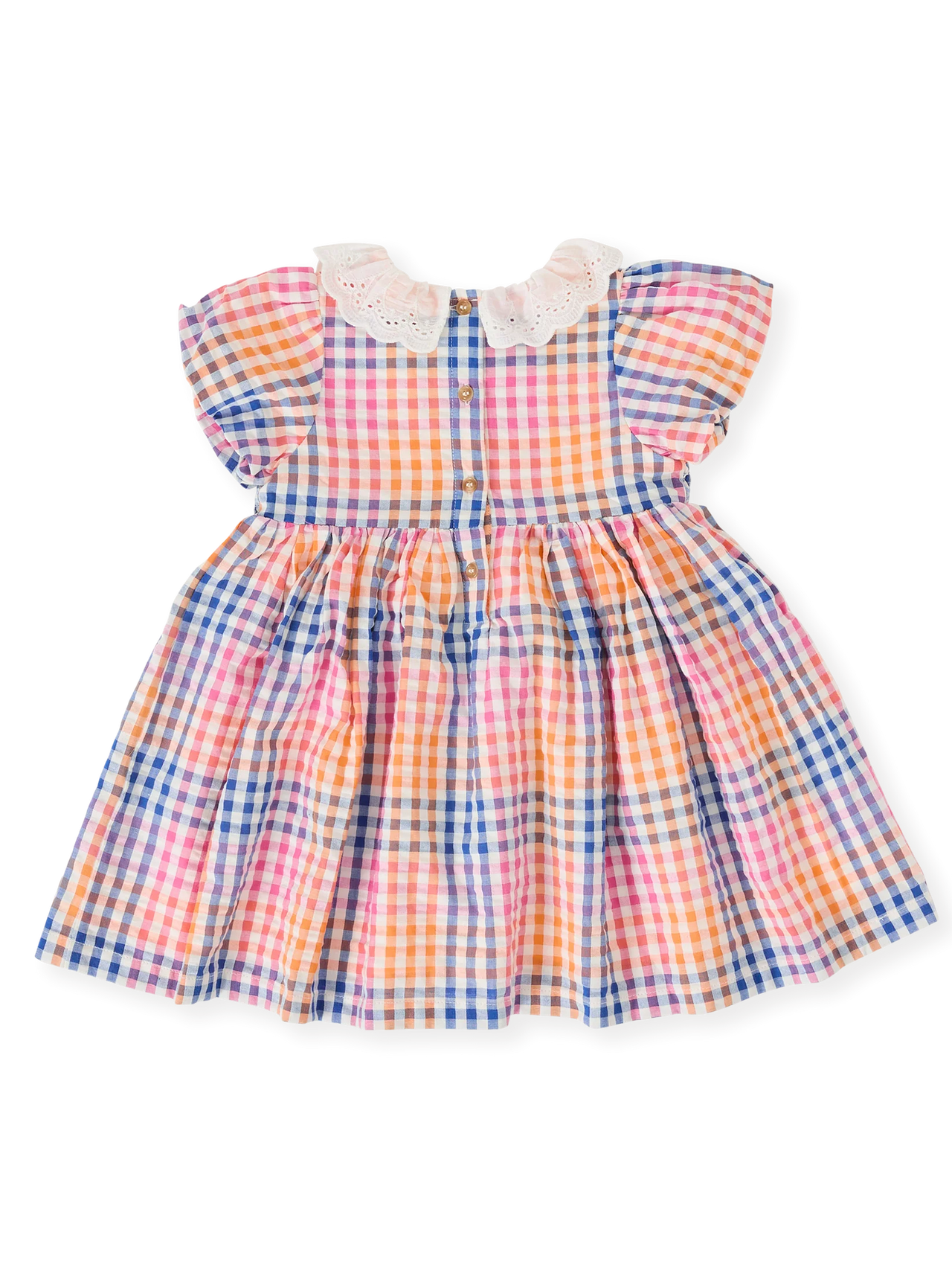 GOLDIE & ACE RAINBOW GINGHAM FLO SMOCKED DRESS