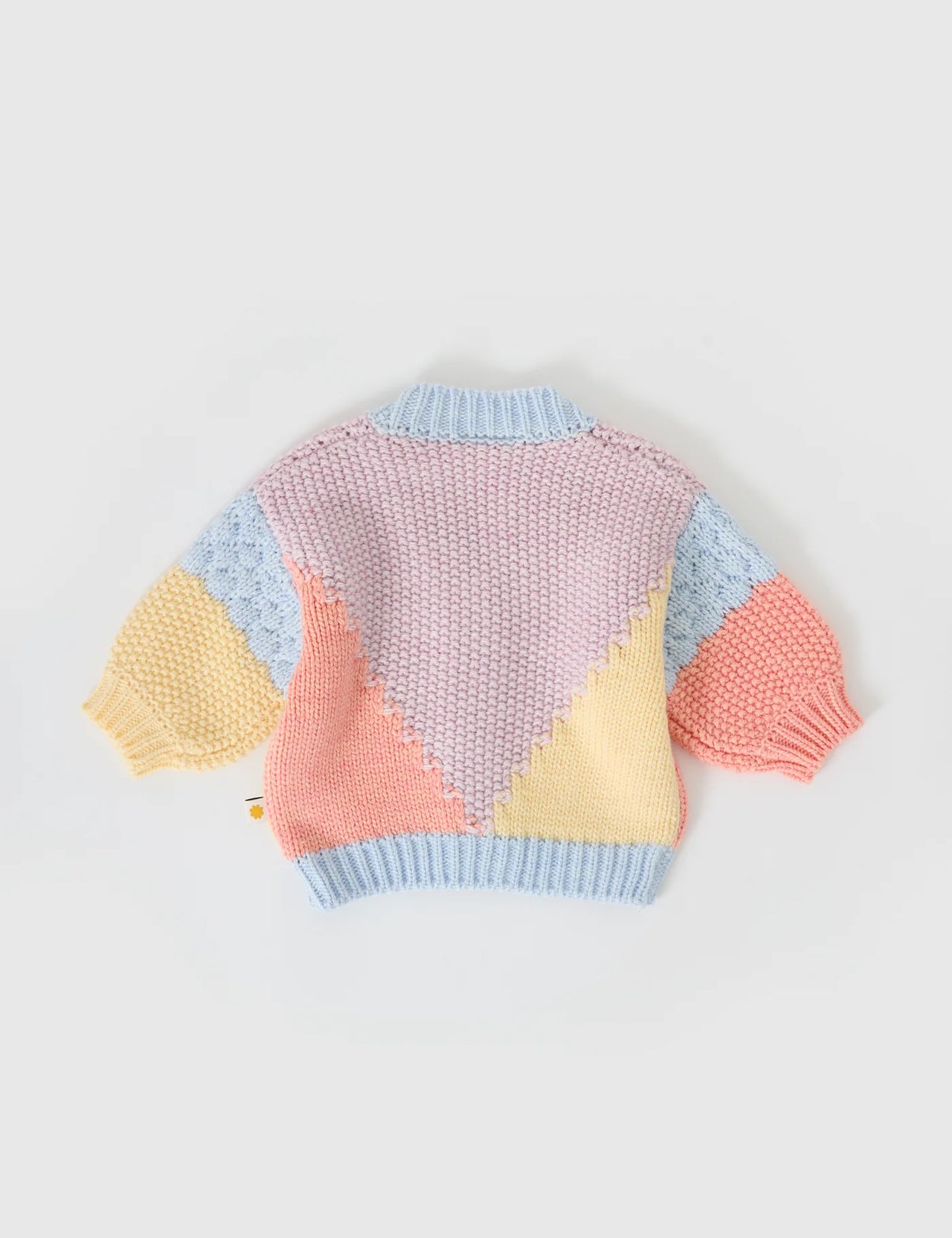 GOLDIE & ACE COLOUR BLOCK KNIT CARDIGAN BLUE & PINK COLOURWAY