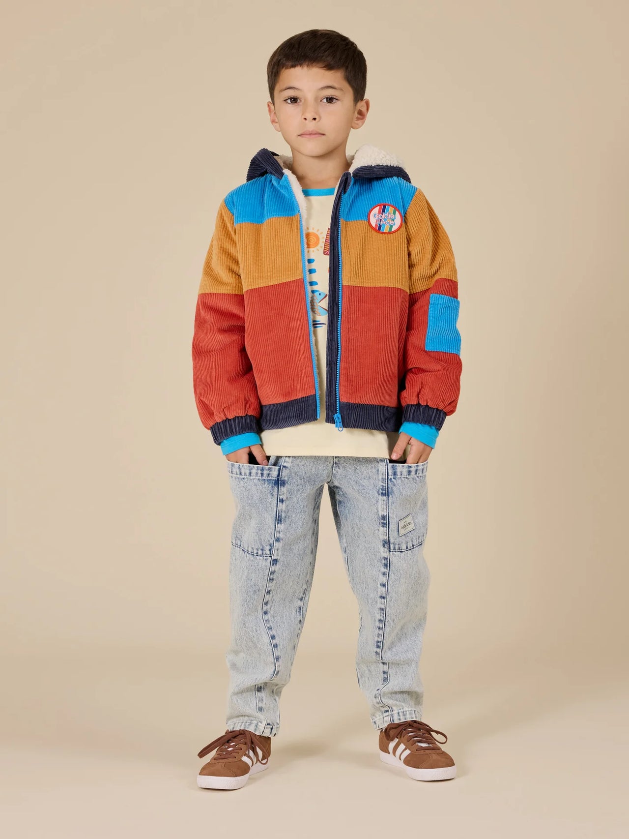 GOLDIE & ACE RETRO CORDUROY COLOURBLOCK JACKET