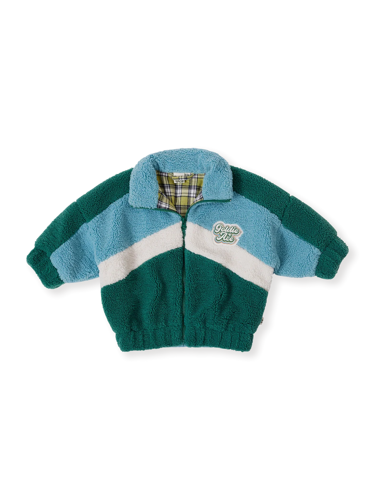GOLDIE & ACE FRANKIE SHERPA JACKET TEAL/CREAM/JADE