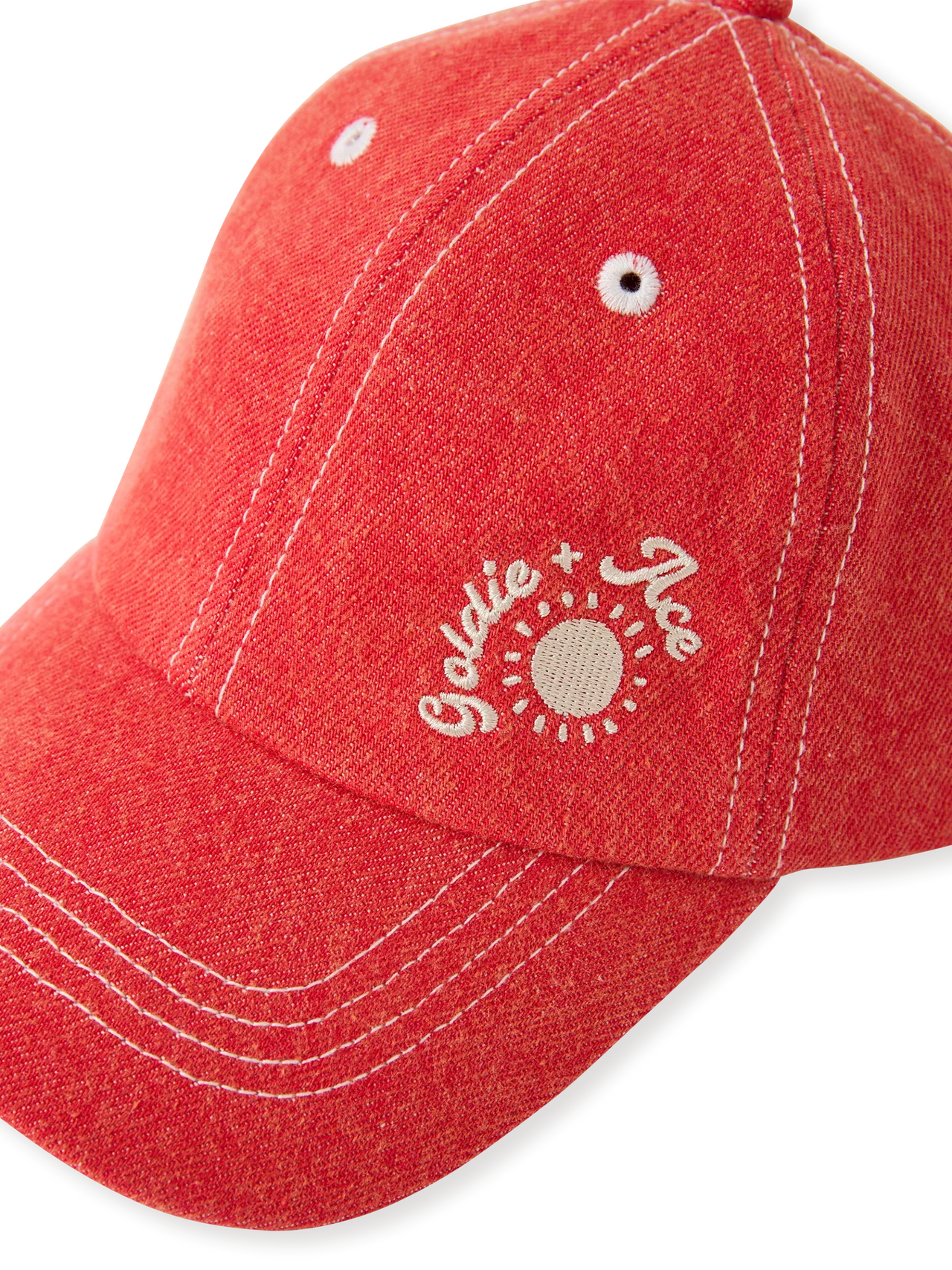 GOLDIE & ACE TATE EMBROIDERED DENIM CAP APPLE RED