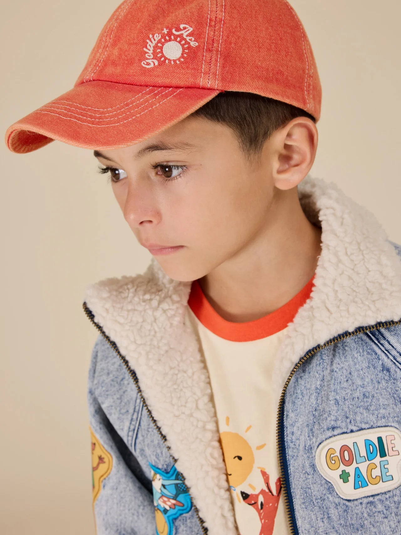 GOLDIE & ACE TATE EMBROIDERED DENIM CAP APPLE RED