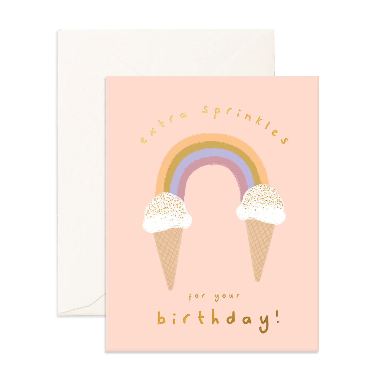 EXTRA SPRINKLES RAINBOW CONE GREETING CARD