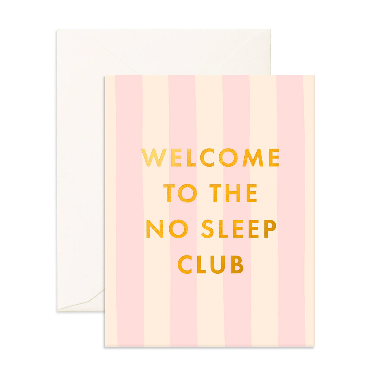 NO SLEEP CLUB PEONY STRIPE GREETING CARD
