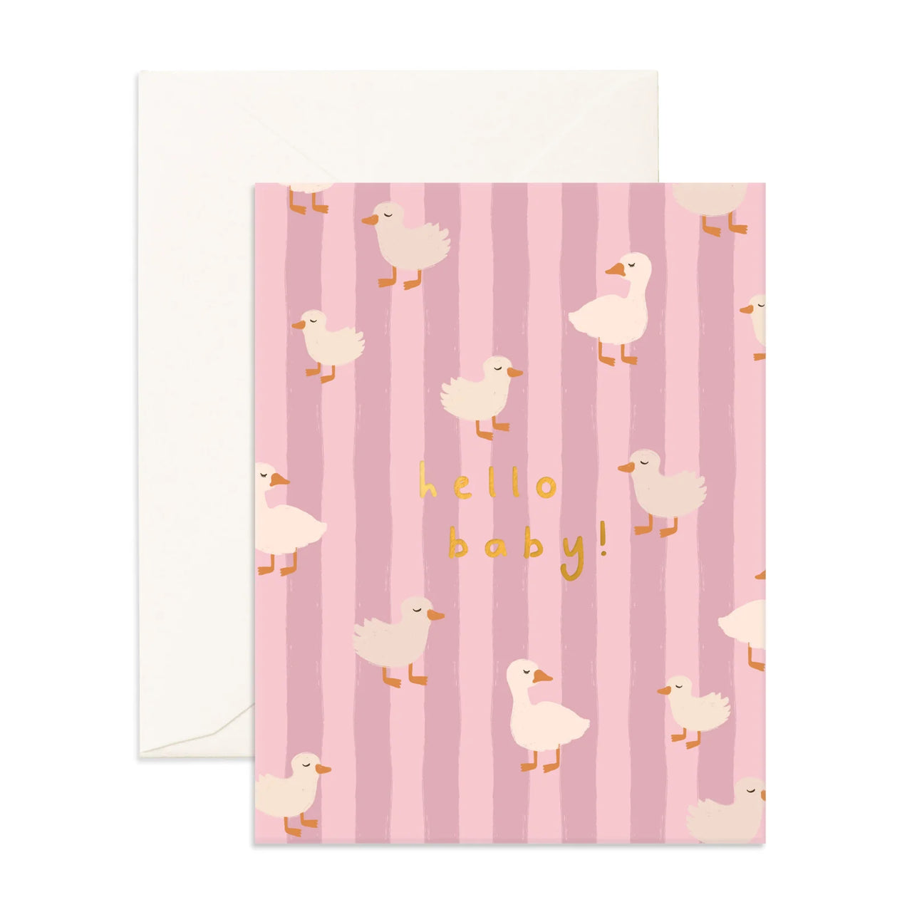 HELLO BABY DUCKS PINK GREETING CARD