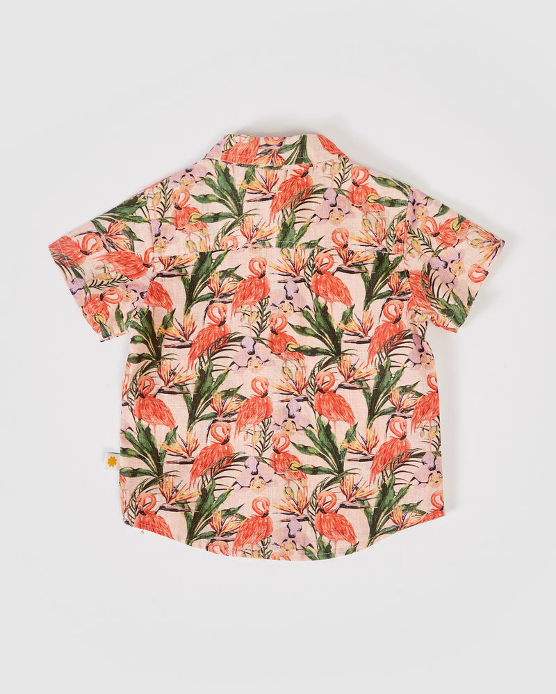GOLDIE & ACE HOLIDAY FLAMINGO LINEN SHIRT