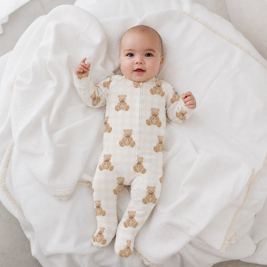 CONFETTI KIDZ GINGHAM TEDDY ZIPSUIT