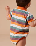 GOLDIE & ACE DINO VALLEY NOSTALGIA STRIPE POLO ROMPER