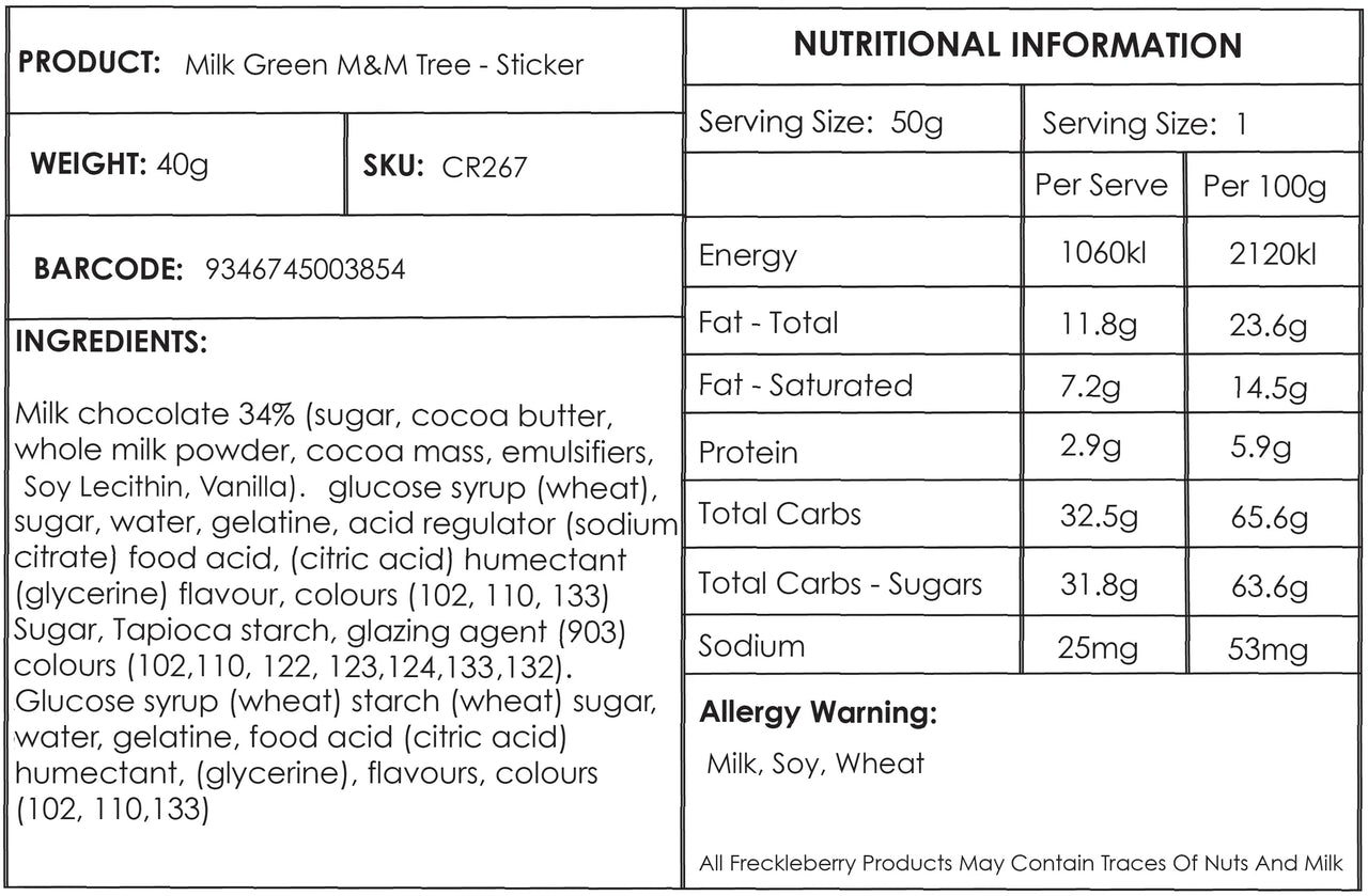 FRECKLEBERRY CHRISTMAS GREEN FRECKLE M&M TREE-MERRY CHRISTMAS