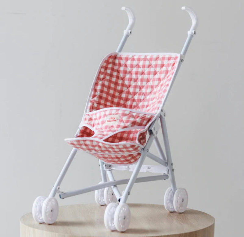 TINY HARLOW DOLL'S STROLLER PINK GINGHAM