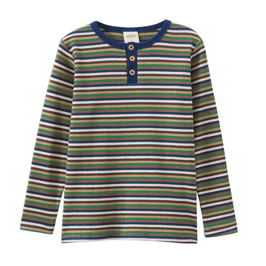 MILKY WAFFLE STRIPE HENLEY