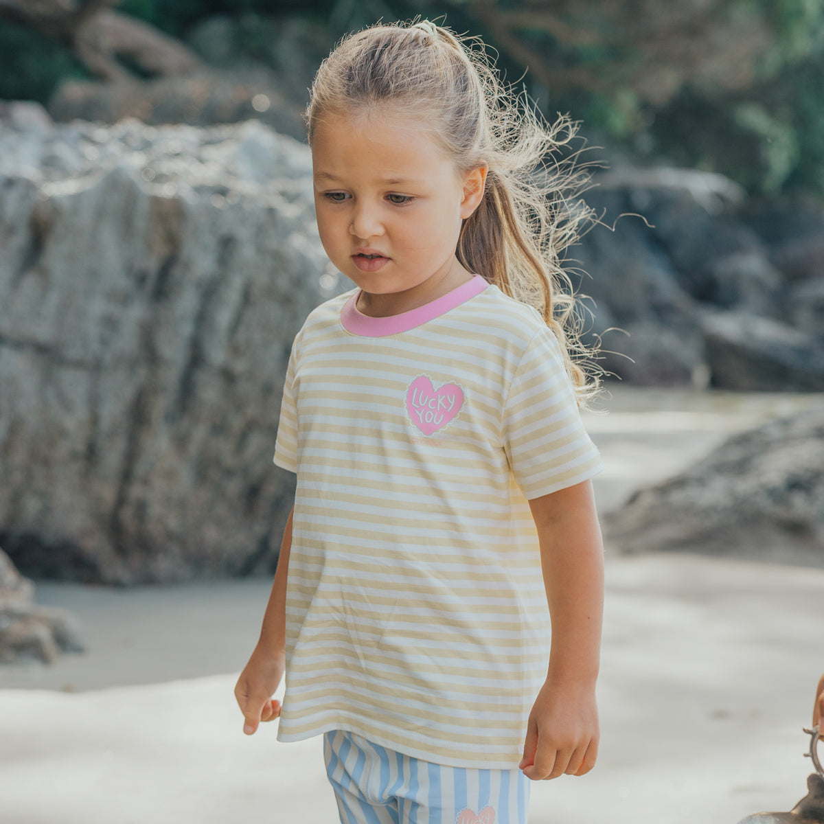 CRYWOLF SUN SMART TSHIRT LUCKY YOU STRIPE