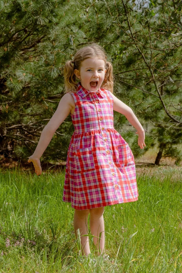 MILKY SUNSET PLAID CHECK DRESS