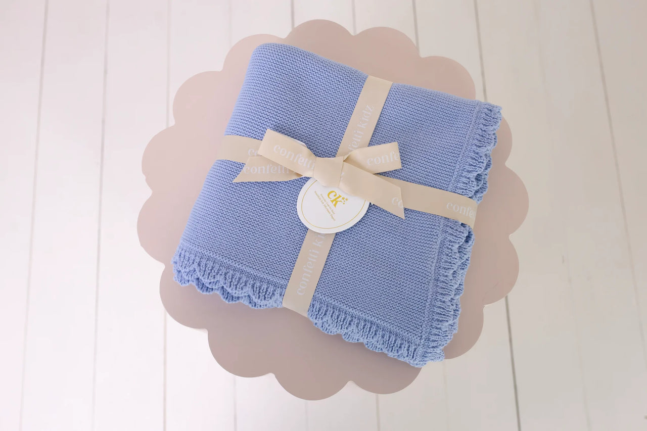 CONFETTI KIDZ HERITAGE KNIT BLANKET - CLOUD BLUE