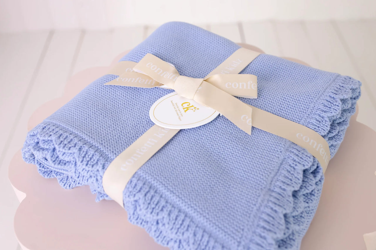 CONFETTI KIDZ HERITAGE KNIT BLANKET - CLOUD BLUE