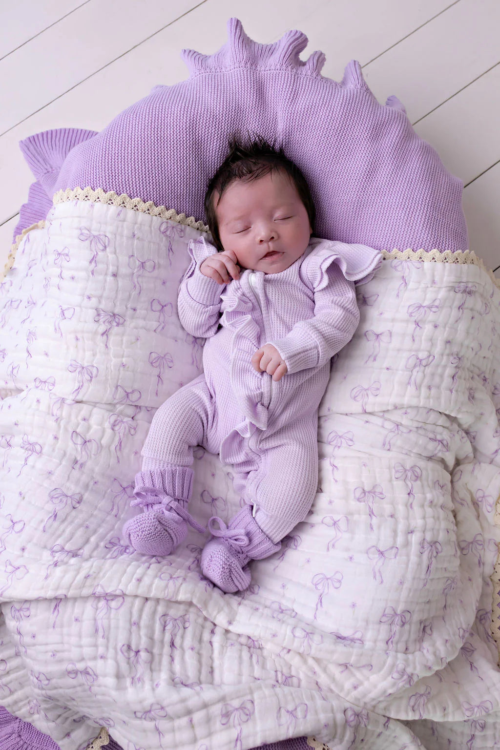 CONFETTI KIDZ LILAC WAFFLE ZIPSUIT