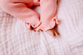 CONFETTI KIDZ FRILLY RIBBED LEGGINGS - PEACH