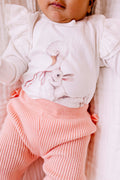 CONFETTI KIDZ FRILLY RIBBED LEGGINGS - PEACH
