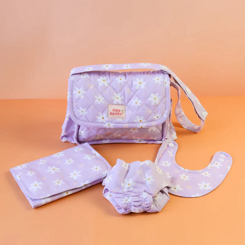TINY HARLOW CONVERTIBLE DOLL'S NAPPY BAG SET LILAC