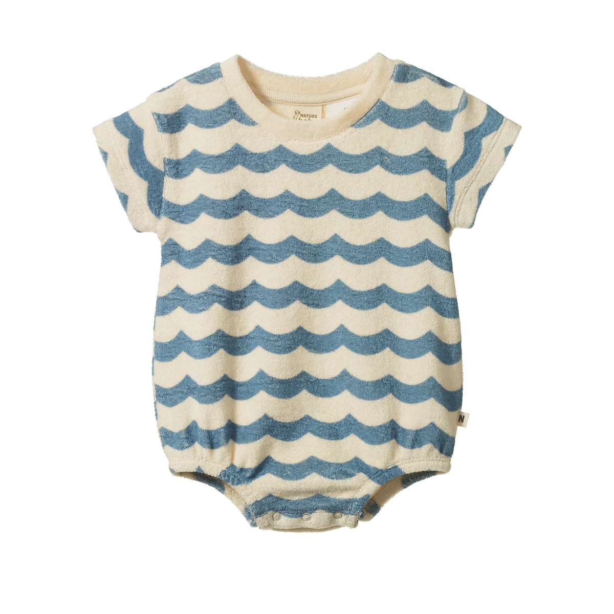NATURE BABY JUNO ROMPER TERRY WAVES PRINT