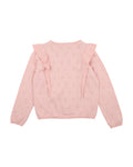 FOX & FINCH PINK FRILL POINTELLE CARDIGAN