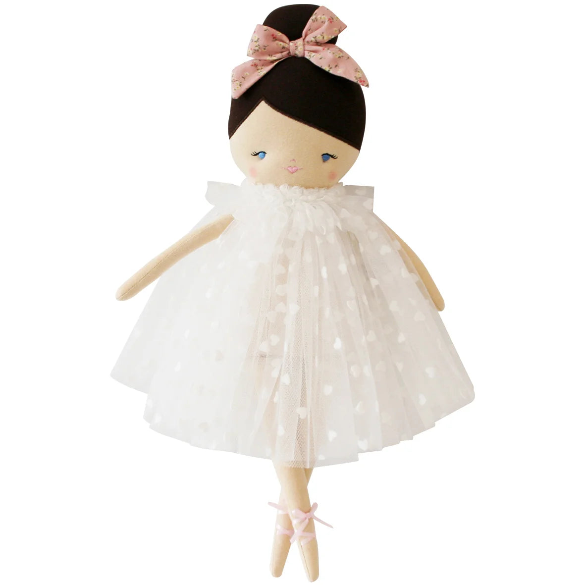 ALIMROSE MIA DOLL WHITE FLOCKED HEART TULLE