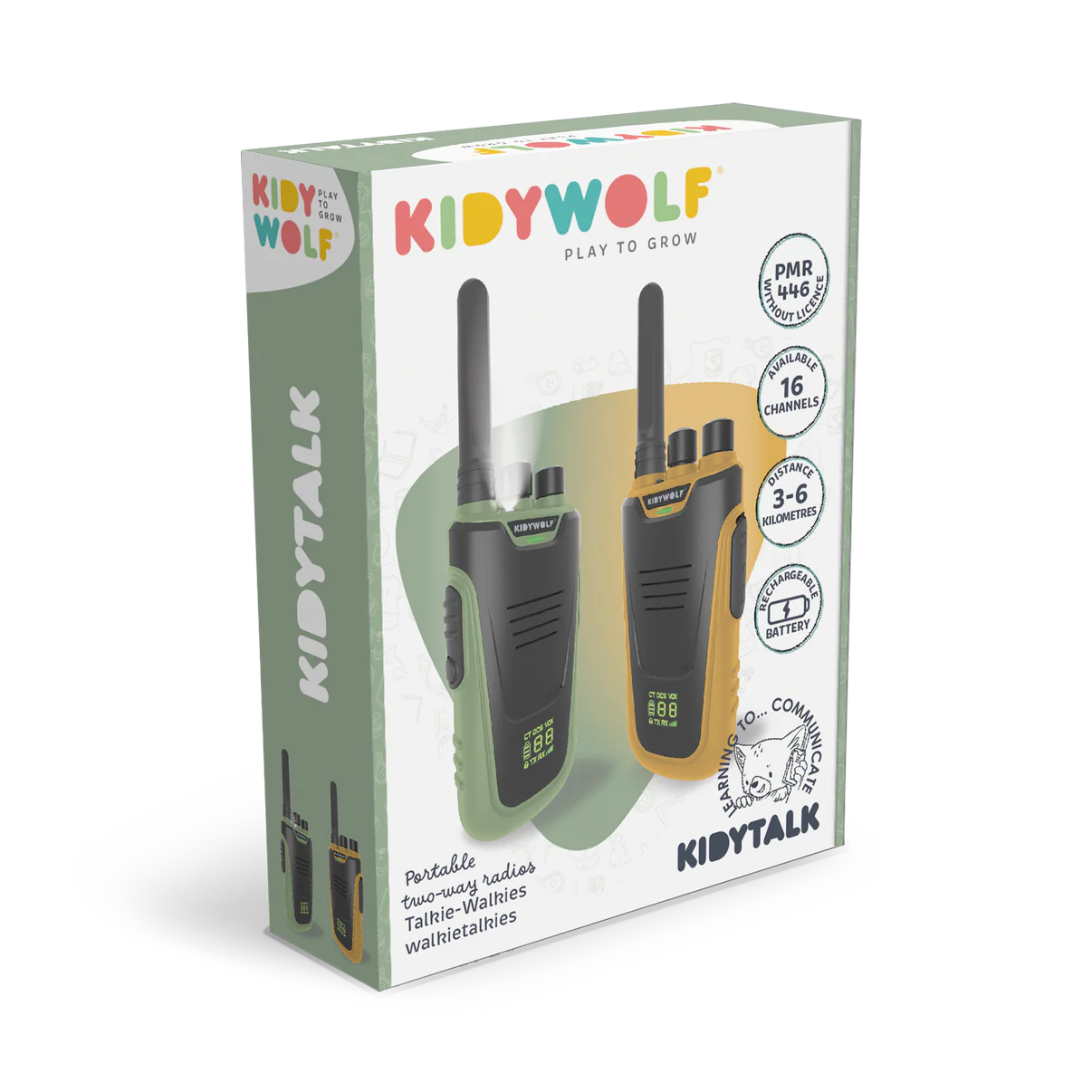 KIDYWOLF KIDYTALK - LONG RANGE WALKIE-TALKIE GREEN/ORANGE