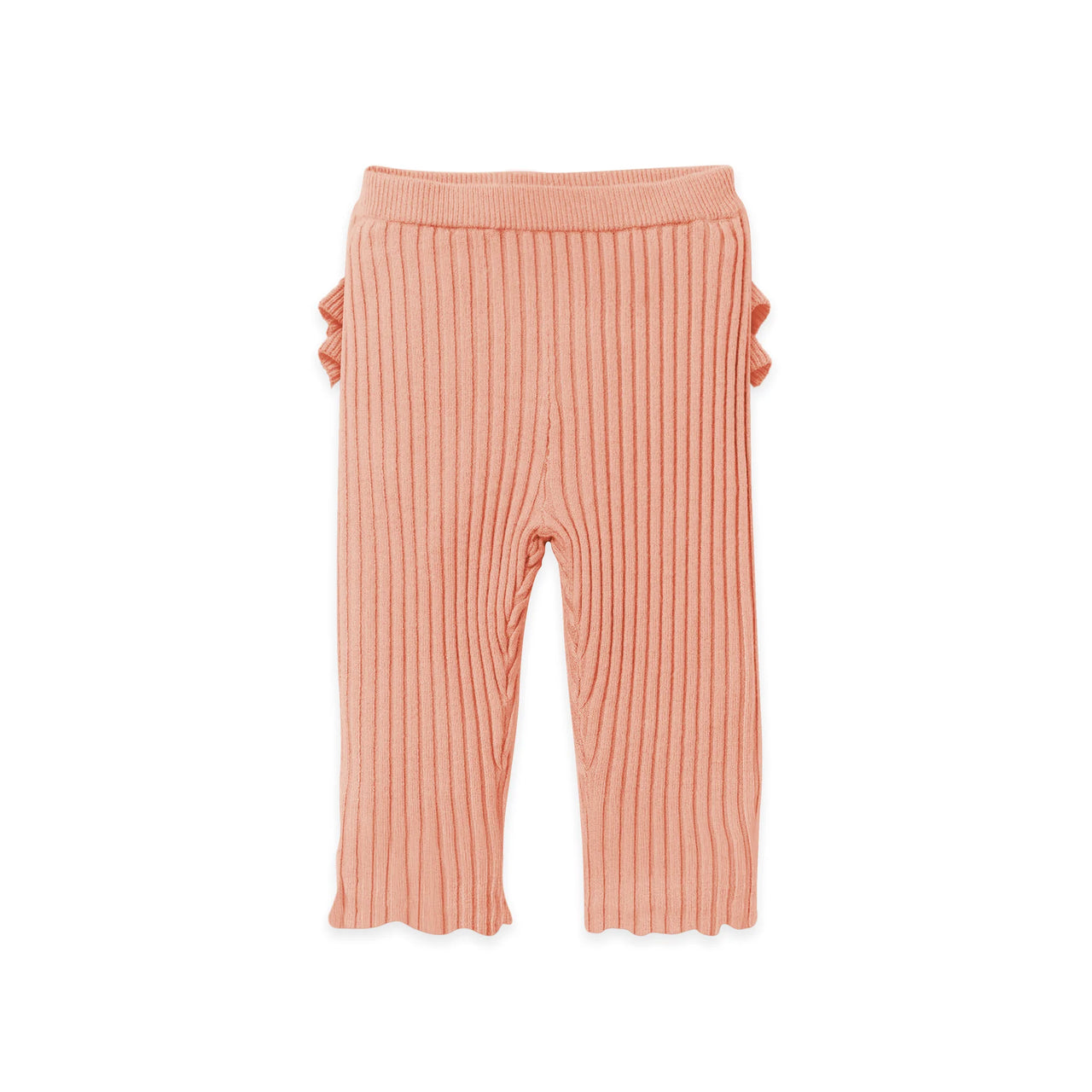 CONFETTI KIDZ FRILLY RIBBED LEGGINGS - PEACH