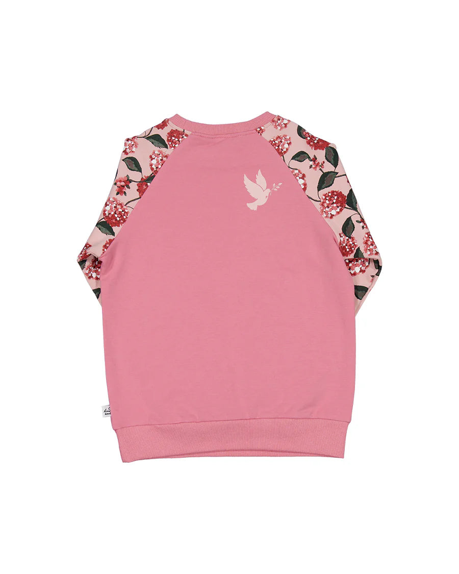 KISSED BY RADICOOL FLORAL HEART POCKET RAGLAN CREW