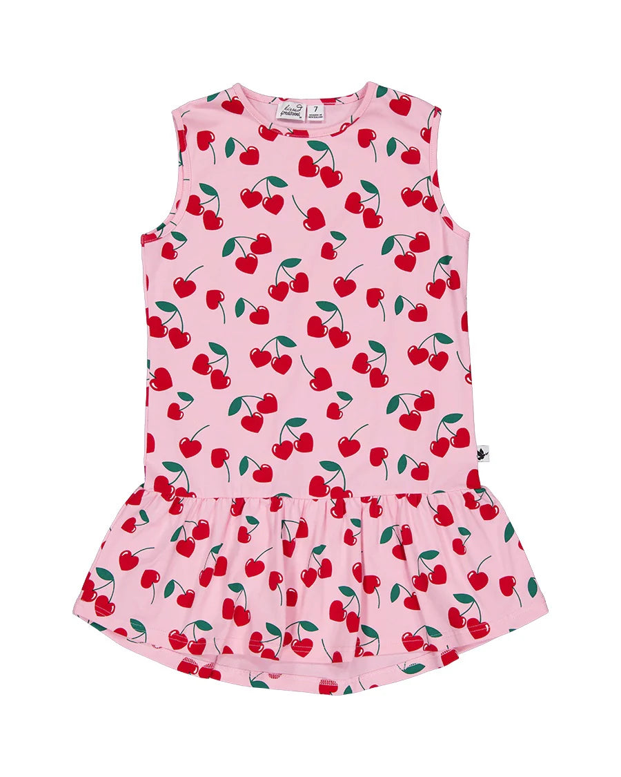 KISSED BY RADICOOL CHERRIES SLEEVELESS FRILL DRESS