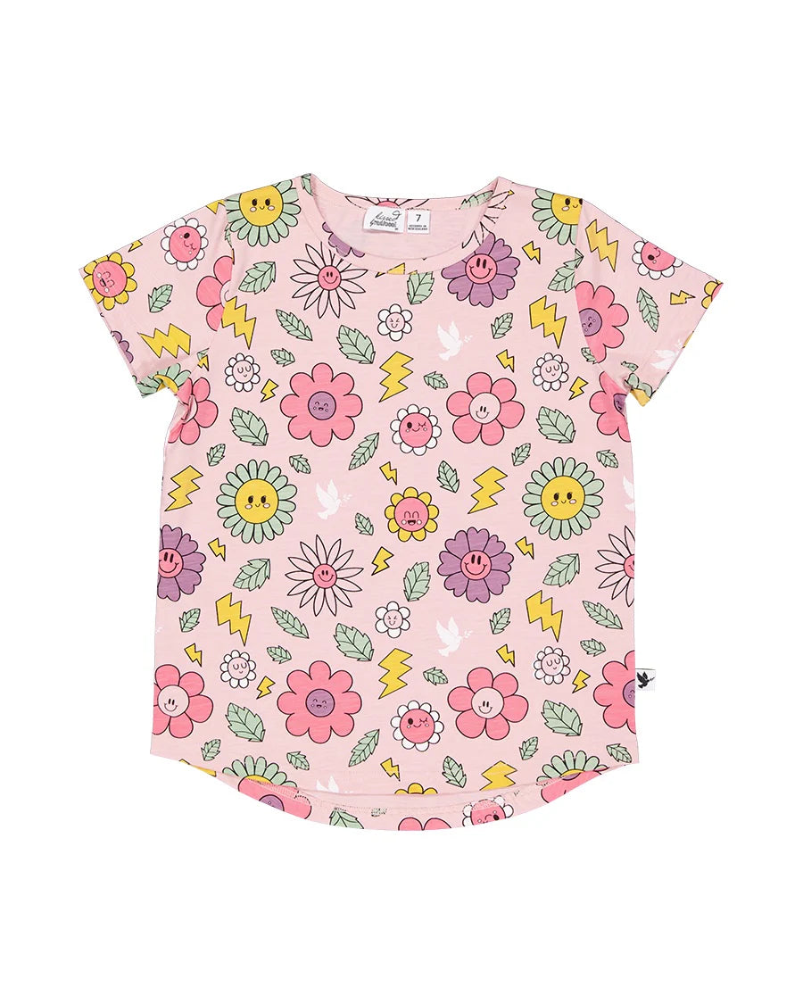 KISSED BY RADICOOL SMILEY FLOWERS TEE