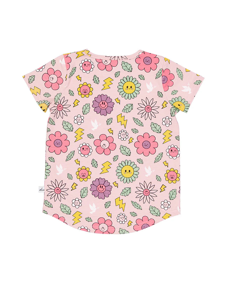 KISSED BY RADICOOL SMILEY FLOWERS TEE