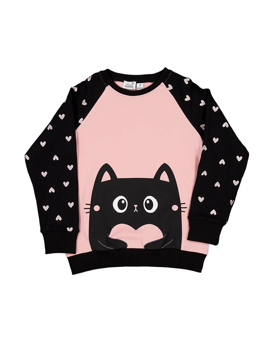 KISSED BY RADICOOL LOVE CAT RAGLAN CREW