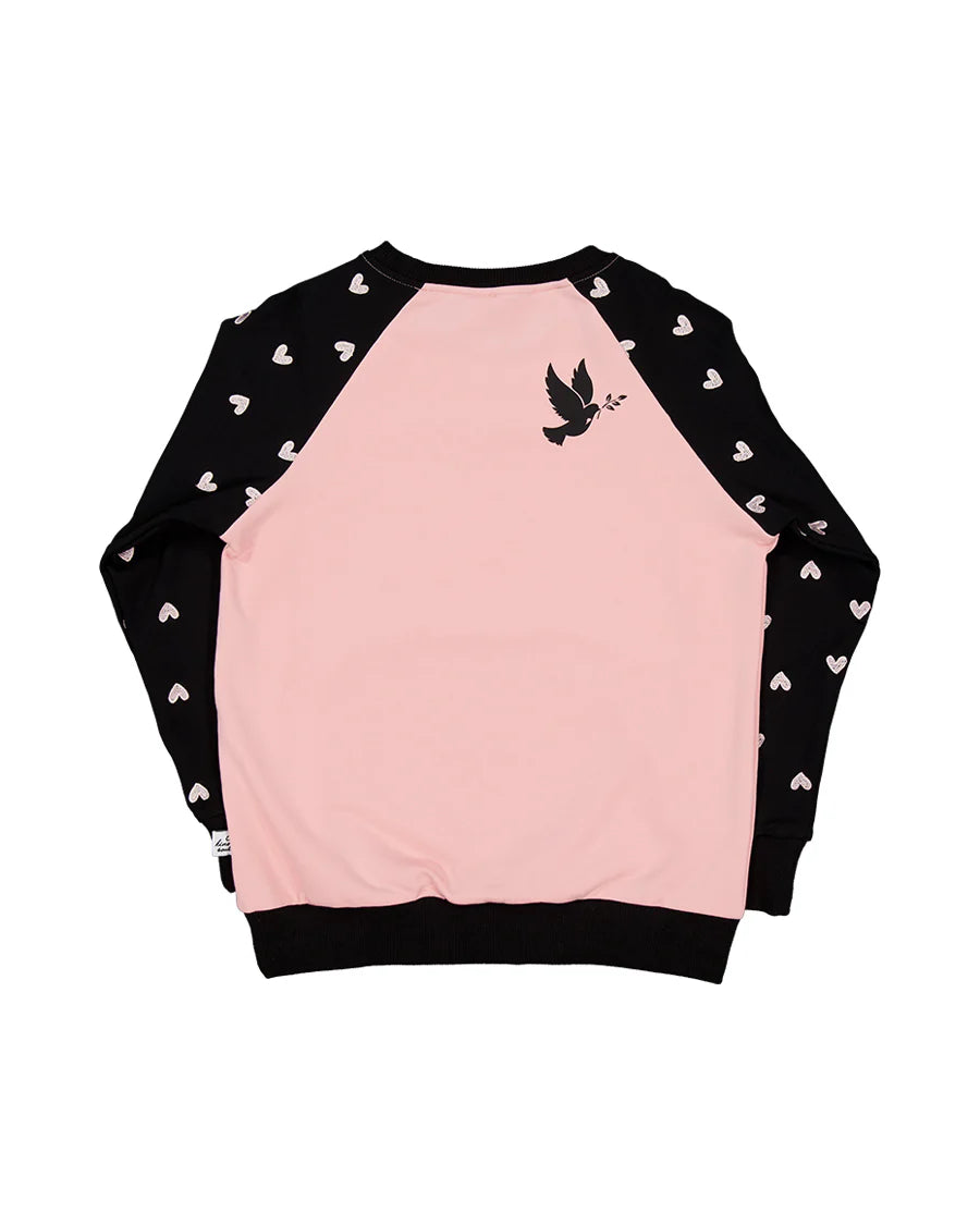 KISSED BY RADICOOL LOVE CAT RAGLAN CREW