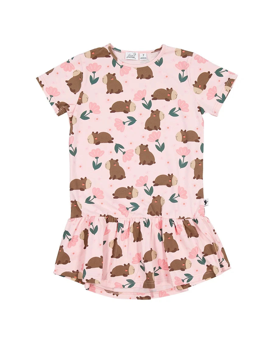 KISSED BY RADICOOL FLORAL CAPYBARAS FRILL DRESS