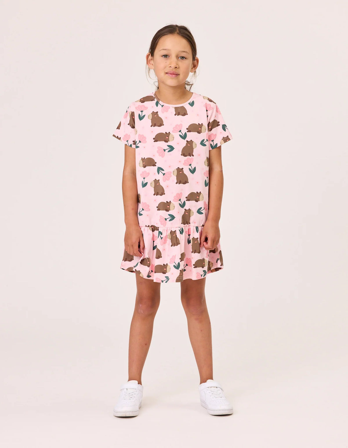 KISSED BY RADICOOL FLORAL CAPYBARAS FRILL DRESS