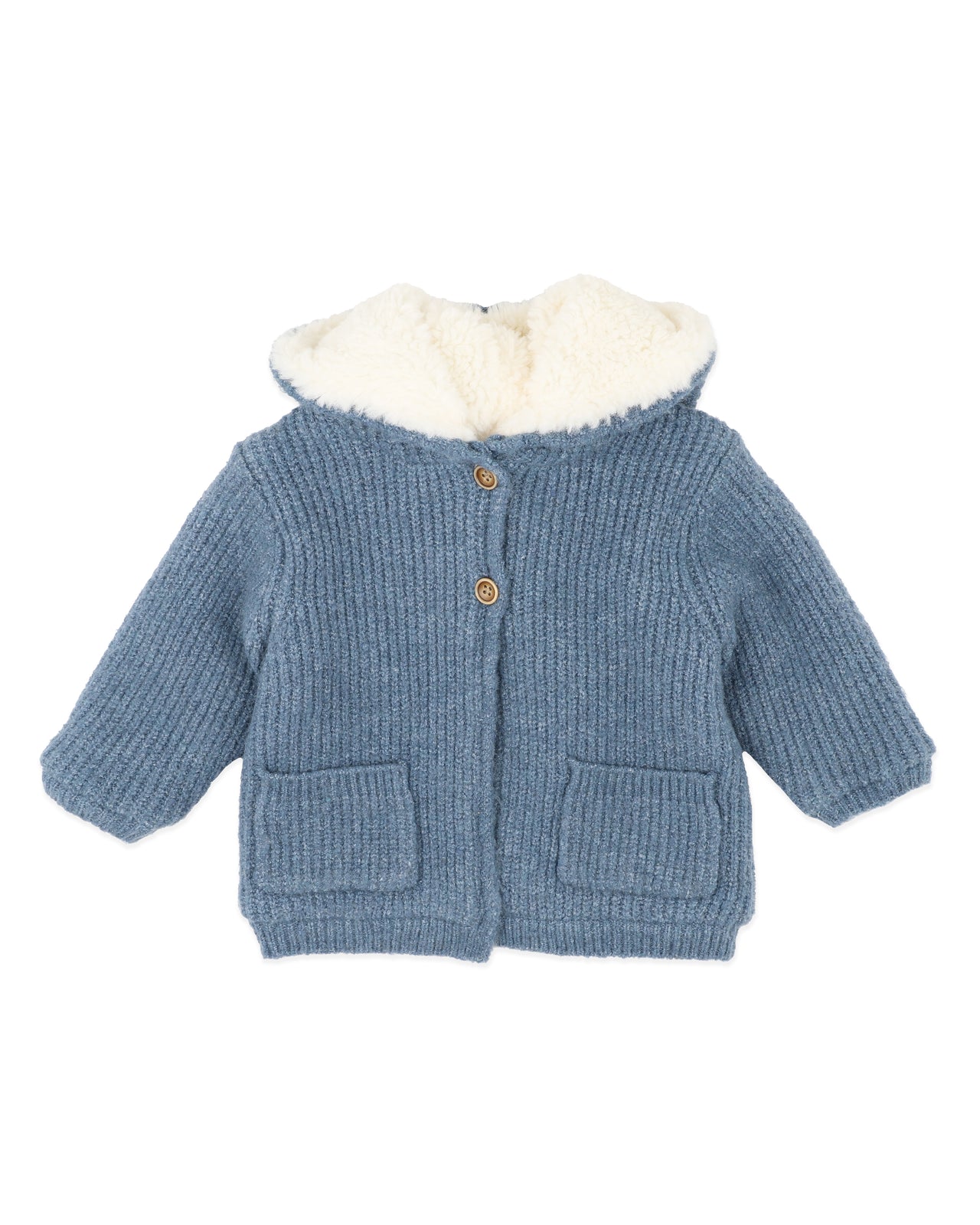 BEBE BLUE MARL KNITTED HOODED JACKET