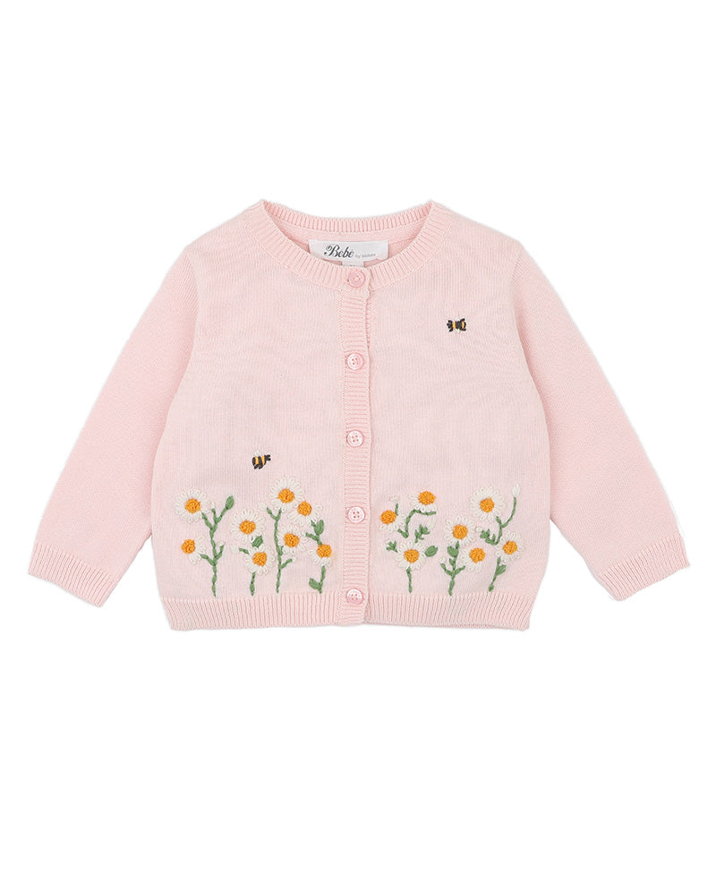 BEBE TESS ORGANIC HAND EMBROIDERED CARDIGAN