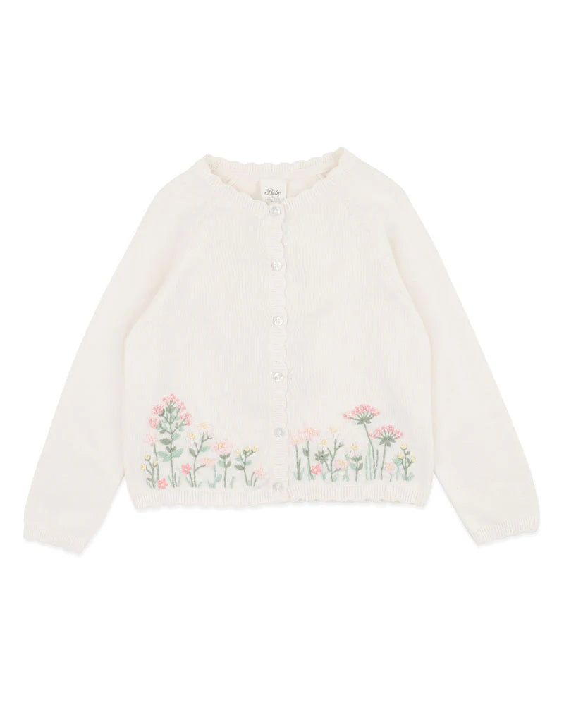 BEBE BONNIE ORGANIC HAND EMBROIDERED CARDIGAN 3-4YRS