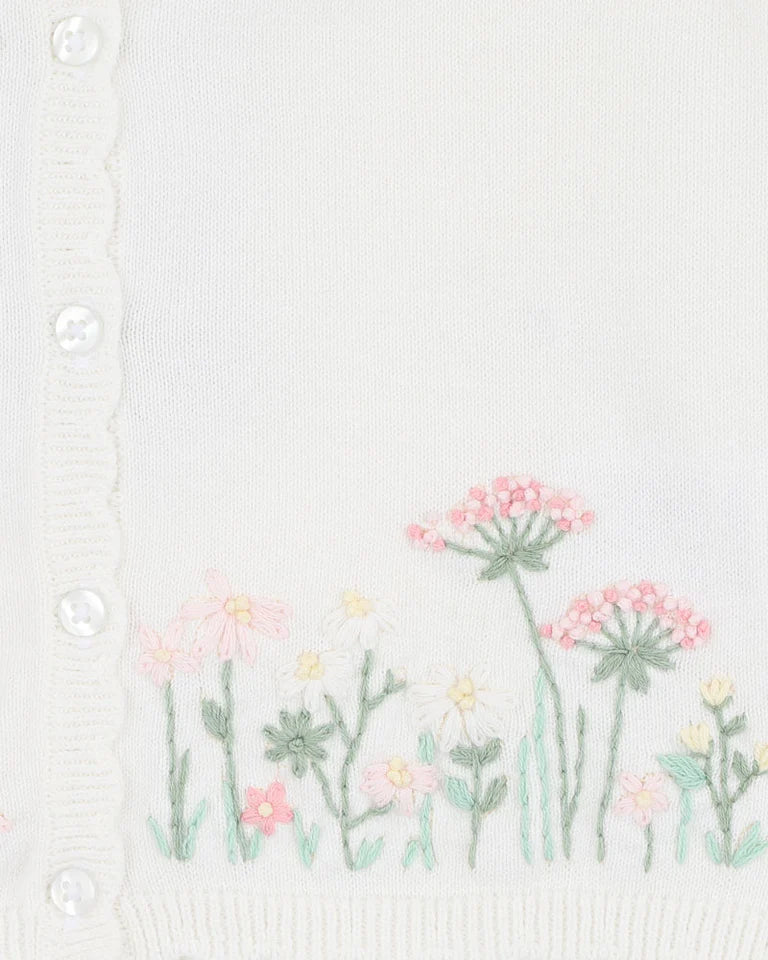 BEBE BONNIE ORGANIC HAND EMBROIDERED CARDIGAN 3-4YRS