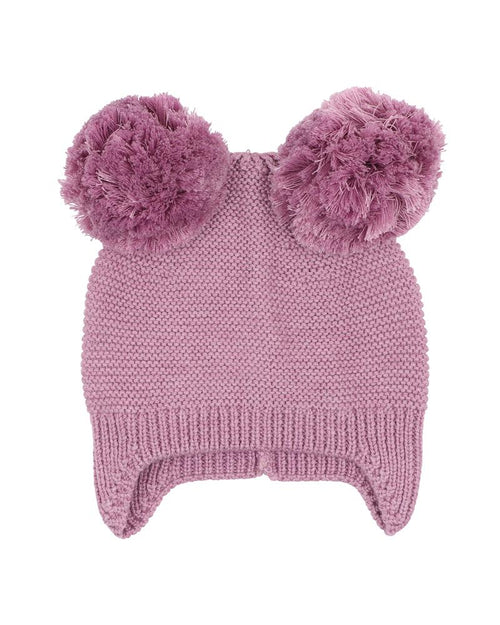 BEBE FLOSSY POM POM BEANIE HEATHER MARLE