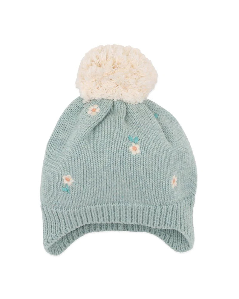 BEBE FERN ORGANIC EMBROIDERED KNIT BEANIE