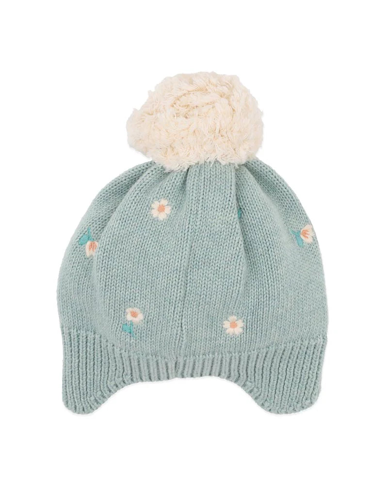 BEBE FERN ORGANIC EMBROIDERED KNIT BEANIE