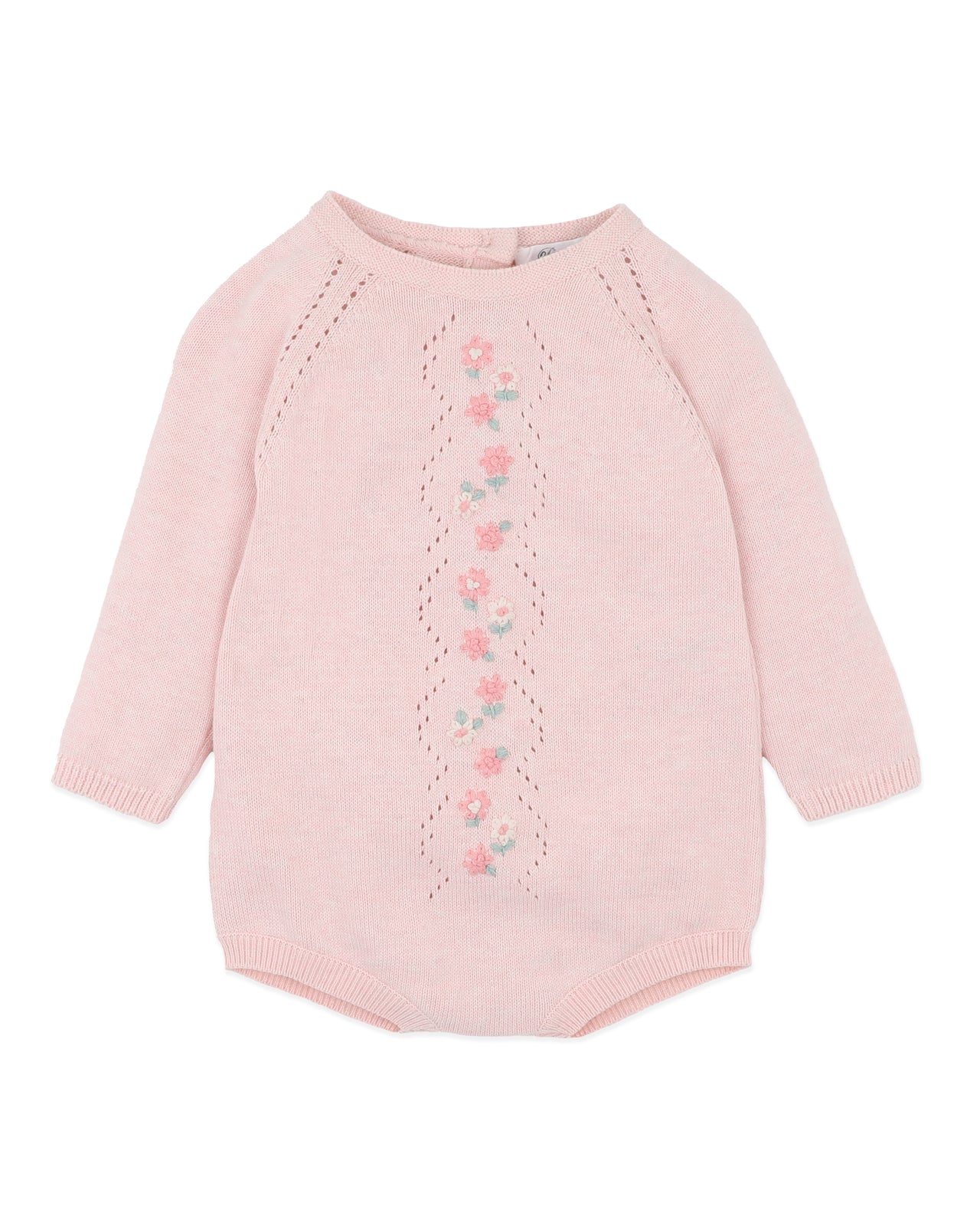 BEBE WINNIE ORGANIC HAND EMB KNIT LS BODYSUIT