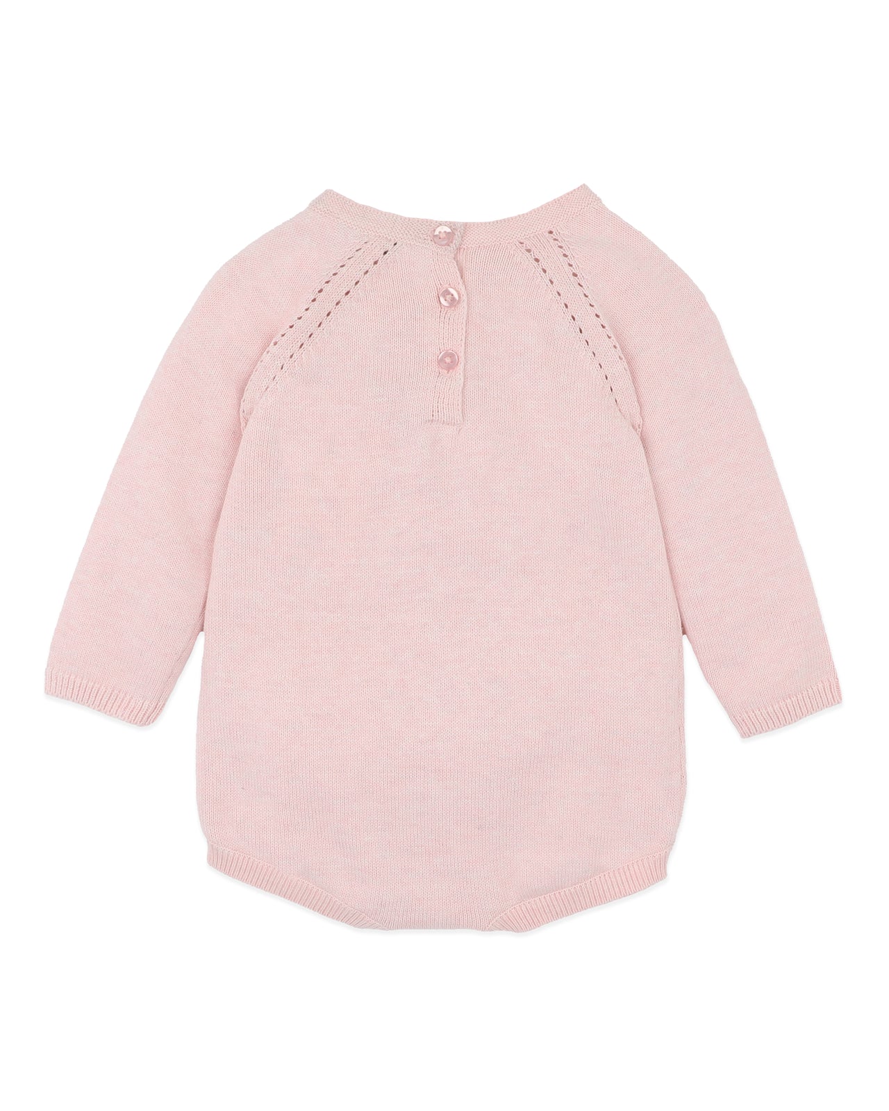 BEBE WINNIE ORGANIC HAND EMB KNIT LS BODYSUIT