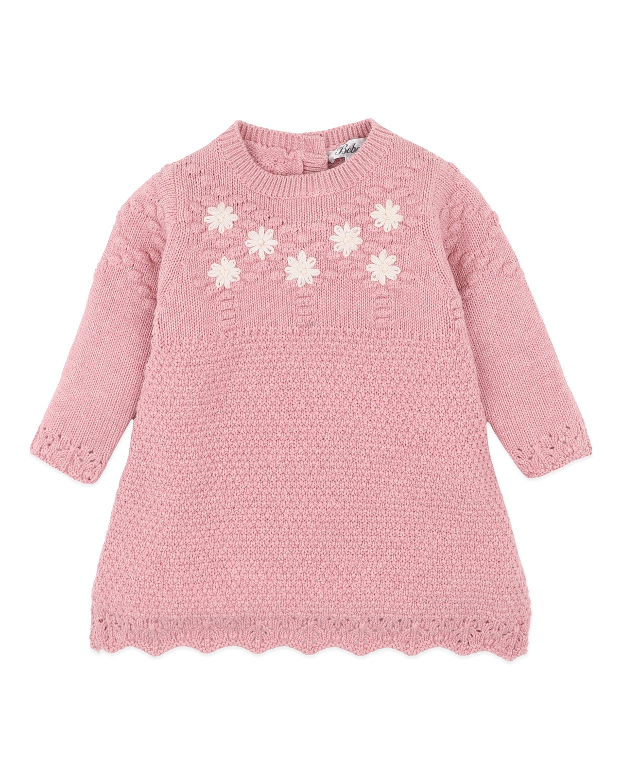 BEBE WINNIE HAND EMB ORGANIC KNIT DRESS