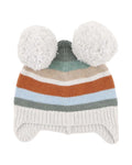 FOX & FINCH MATEO STRIPE POM POM BEANIE