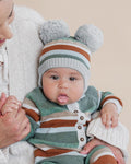 FOX & FINCH MATEO STRIPE POM POM BEANIE