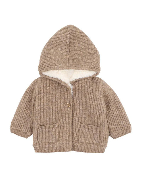 BEBE BISCUIT KNITTED HOODED CARDIGAN